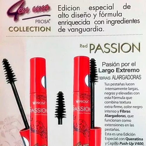 Rímel Prosa Red Passion 4 En 1 Máxima Extensión Color Negro Negro