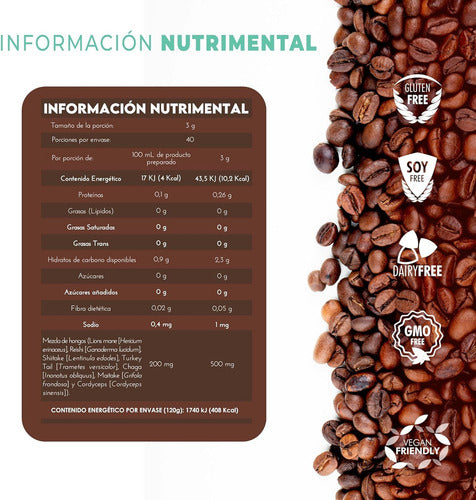 Café Soluble Natural Wisdom Con Hongos 120 G