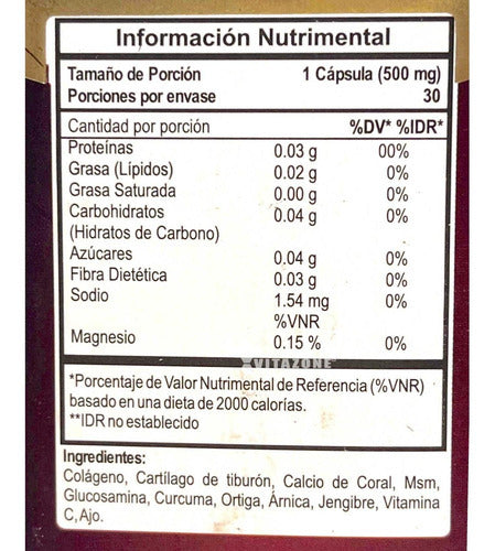 Hss 30 Cáps Colágeno Ortiga Cartílago Ajo Natural's Madrid Sin Sabor