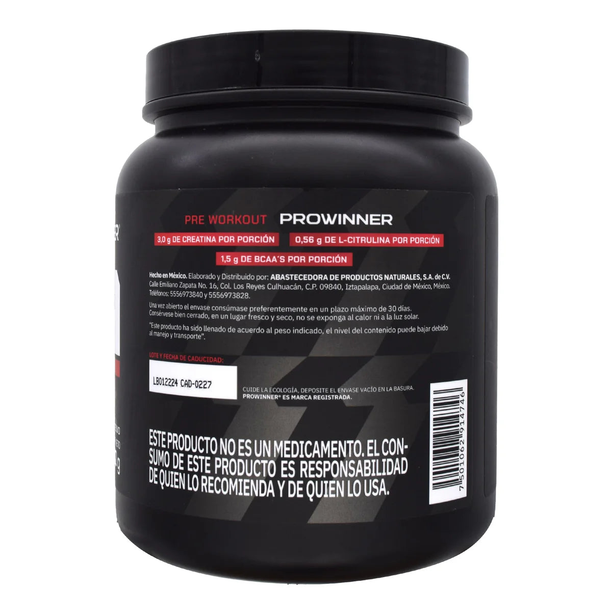 PROWINNER | Pre Workout, Suplemento Alimenticio, Sabor Sandía, con Creatina Monohidrato, BCAA’s, Beta Alanina y L-Taurina, Antes del Entrenamiento, Bote de 450g