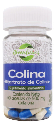 Colina (bitartrato De Colina) 60 Capsulas Greenlicious