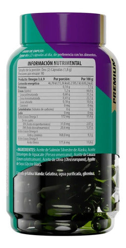 Omega 3 6 9 Premium Aguacate Salmon Linaza 180 Capsulas