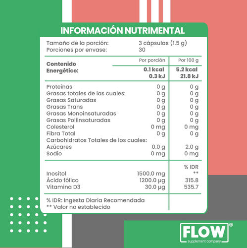 Myo Inositol 90 Cápsulas 500 Mg Flow