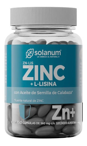 Gluconato De Zinc Y Lisina 150 Cápsulas Solanum