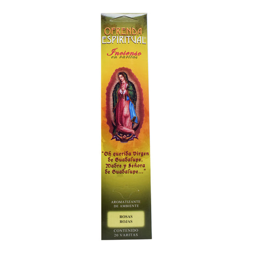 Incienso Virgen Rosas Rojas 20 Varitas Ofrenda Espiritual