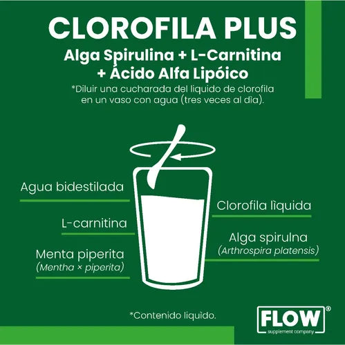 Clorofila Plus Carnitina Acido Alfa Lipoico Flow 500 mL