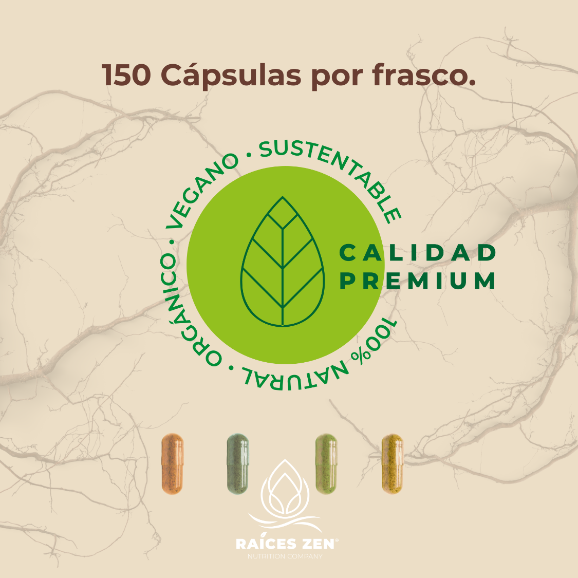 Cordyceps 150 Cápsulas Raíces Zen Calidad Premium