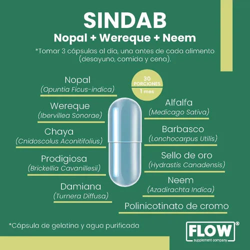 Sindab Nopal Wereke Neem | Premium Flow 90 Capsulas