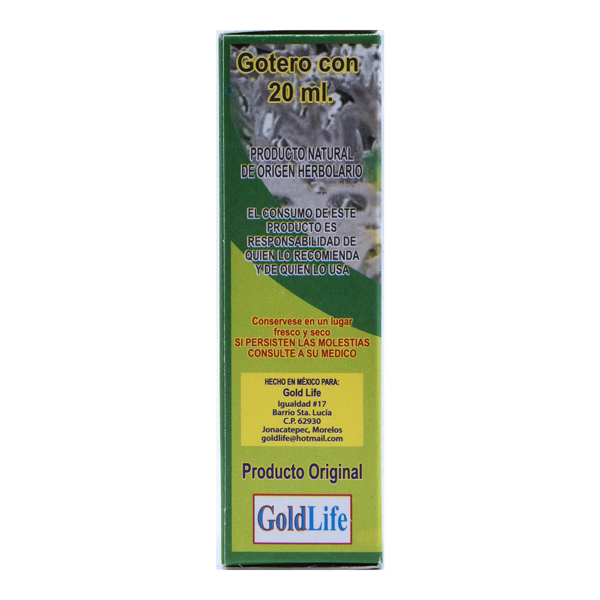 Cineraria Maritima Con Manzanilla Gold Life 20 mL
