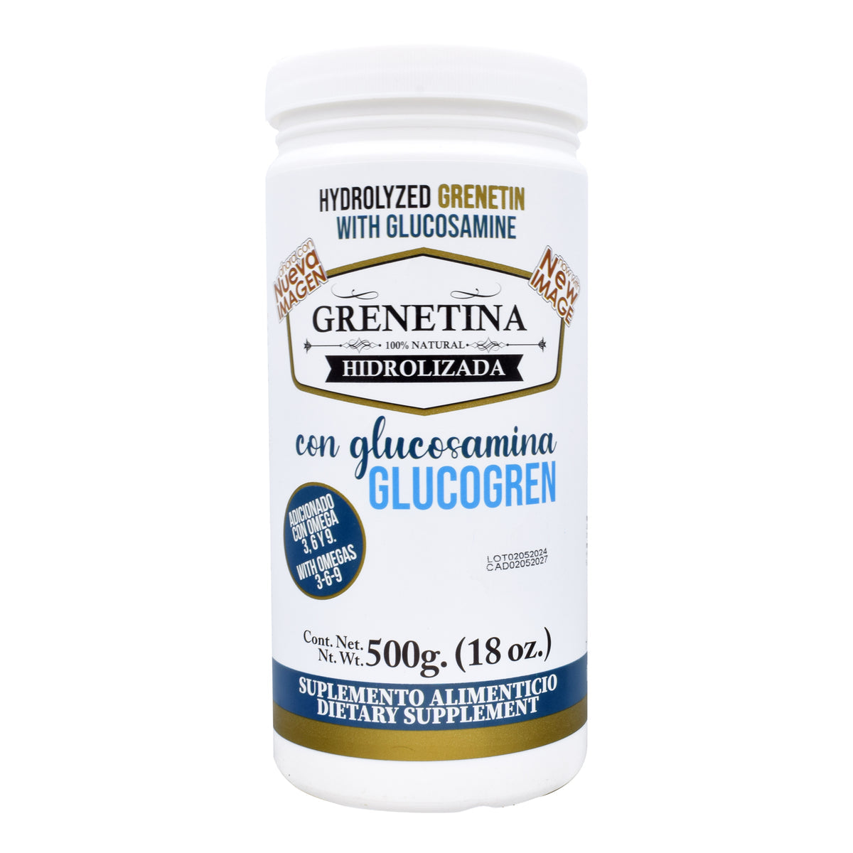 Grenetina Hidrolizada Con Glucosamina Y Omega 3,6 Y 9 500 Gr