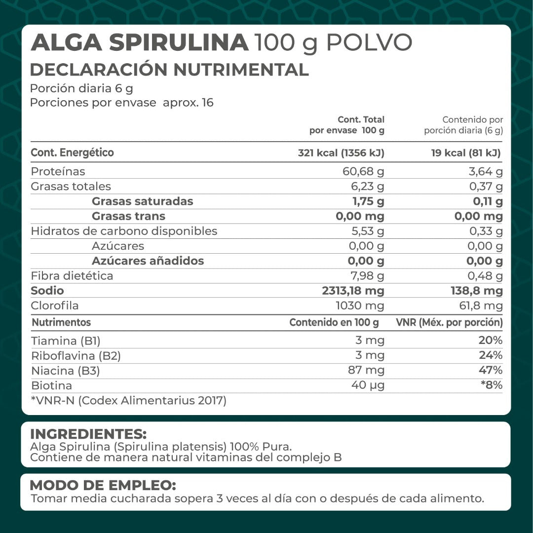 Alga Espirulina Orgánica Pronat En Polvo 100 g