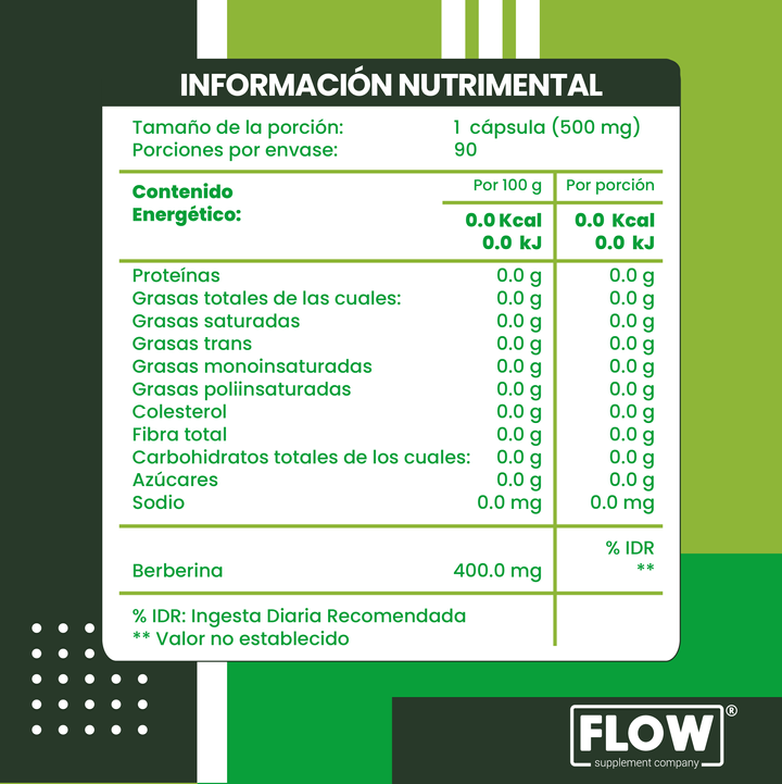 Berberina Flow 90 Cápsulas De 500 mg
