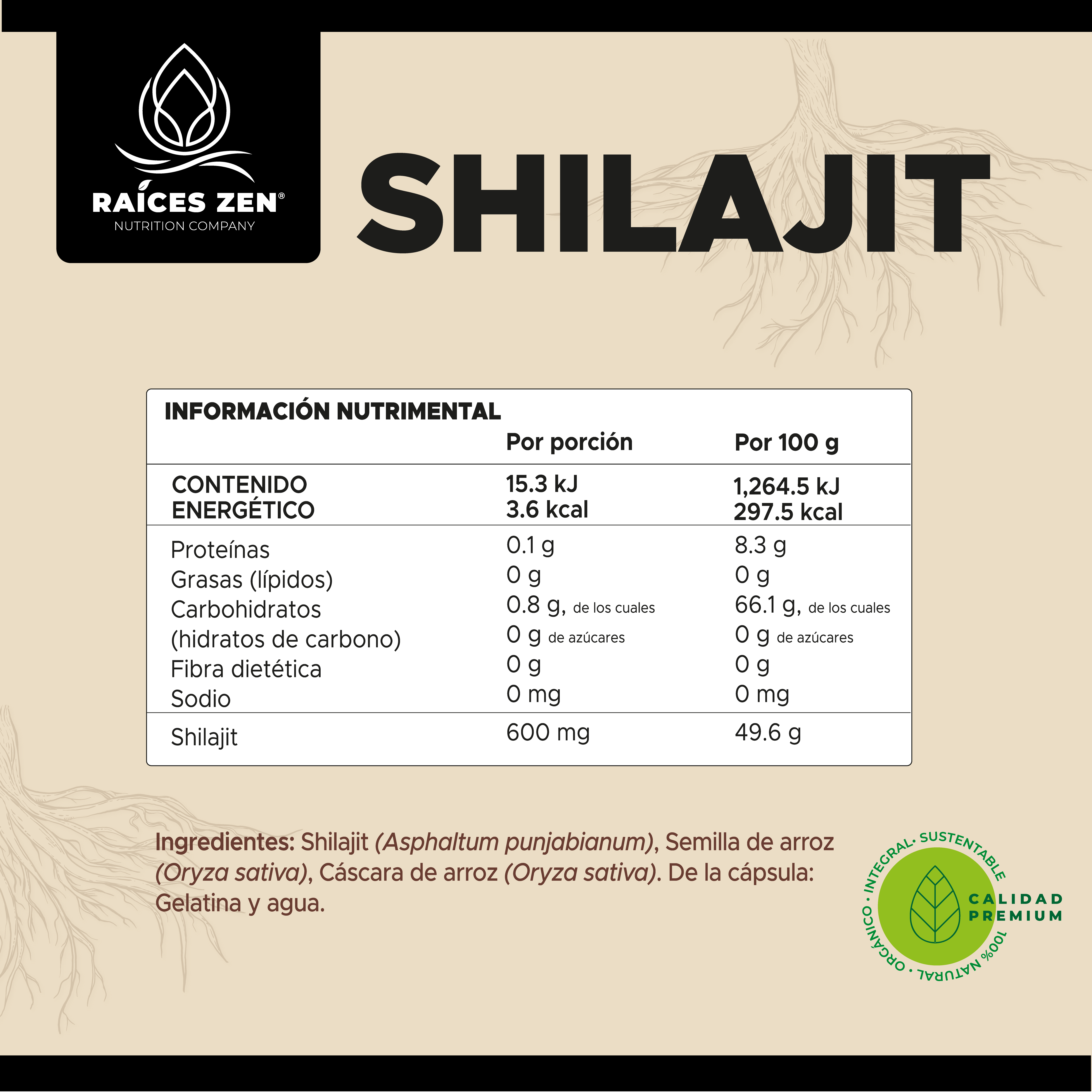 Shilajit Raíces Zen Súper Premium