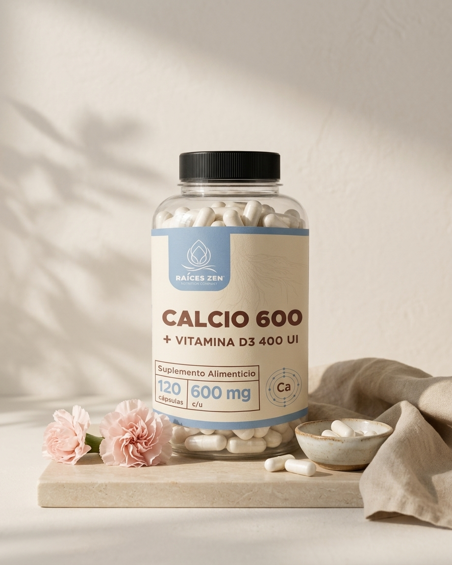 Calcio 600 Vitamina D3 400 ui Raíces Zen 120 cápsulas