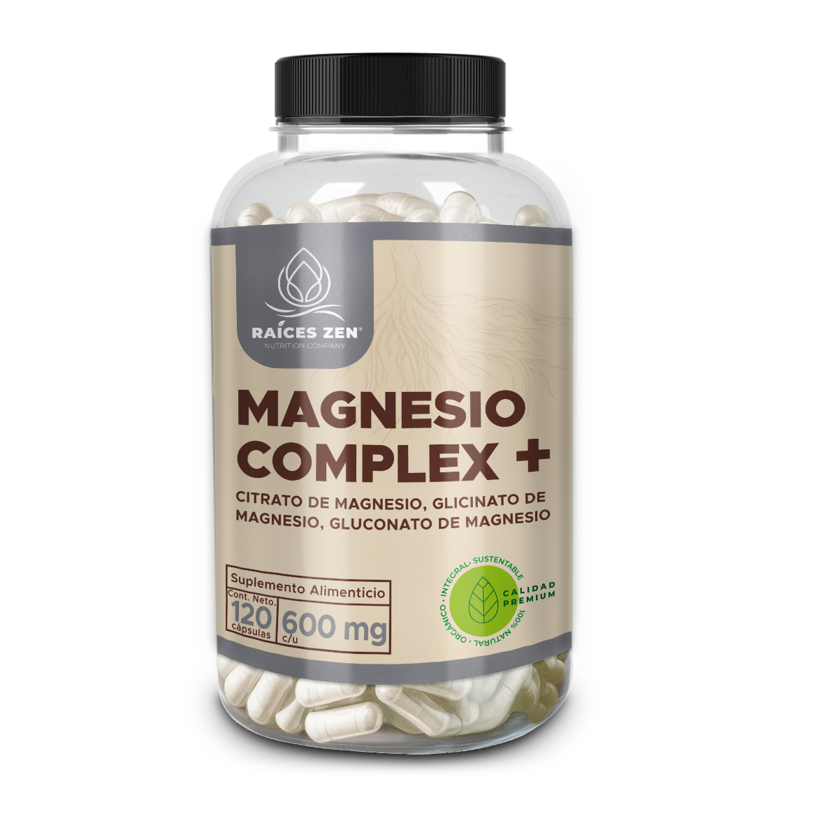 Magnesio Complex Citrato Glicinato Gluconato Super Premium Raíces Zen