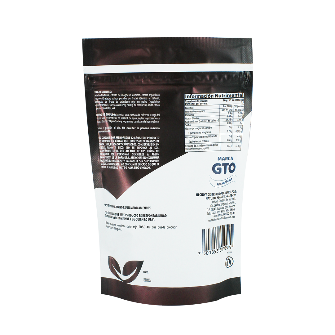 Citrato de Magnesio más Potasio Natural Health Sabor Ponche de Frutas 150 g