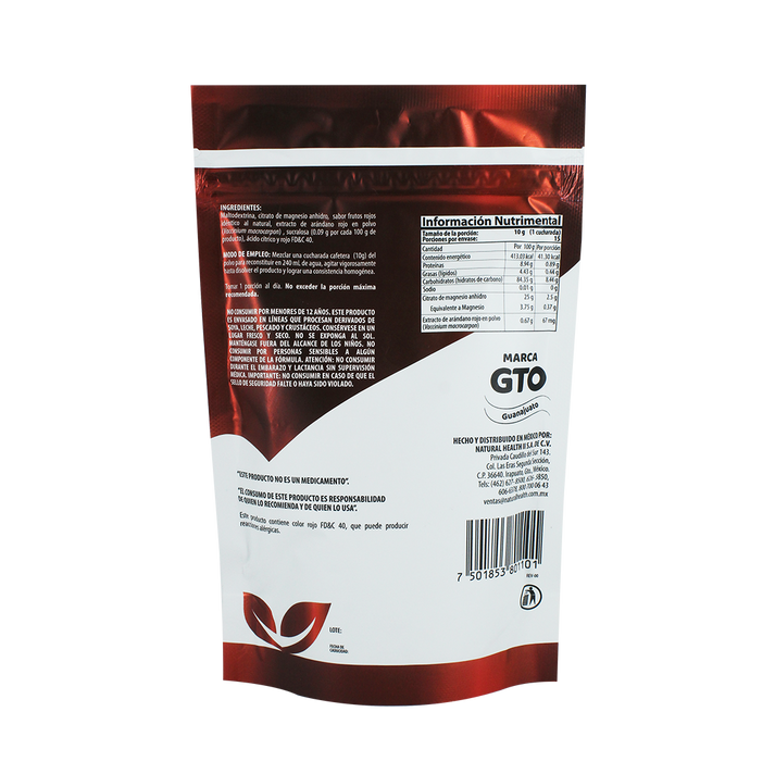 Citrato de Magnesio Natural Health Sabor Frutos Rojos 150 g