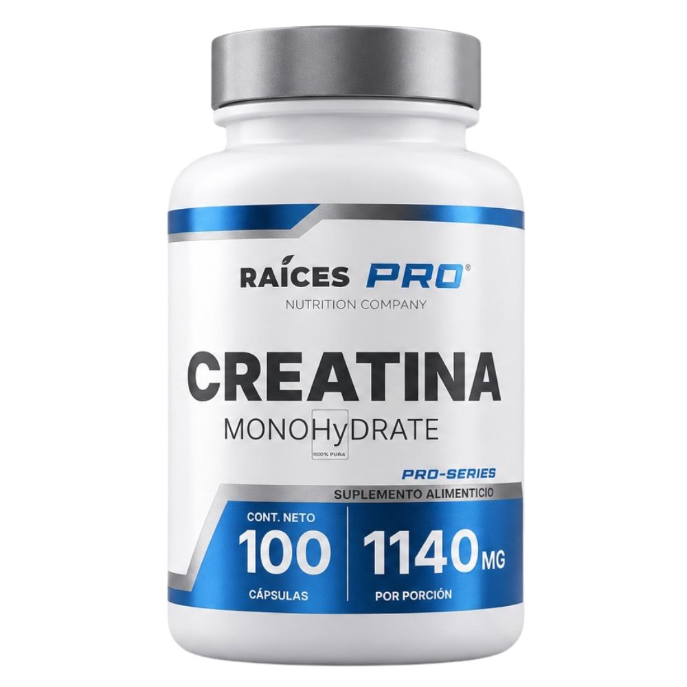 Creatina Monohidratada De Alta Pureza 100 Cáps Raíces Pro