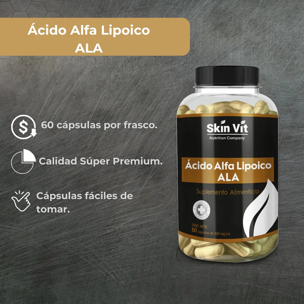 Ácido Alfa Lipoico (ALA) Skin Vit Nutrition Company 60 Cápsulas de 550mg