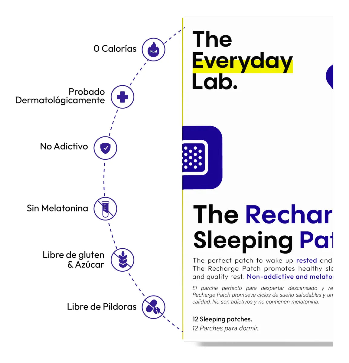 Recharge sleeping patch Bolsa de Parches auxiliares en conciliar y mantener el sueño 12 U.
