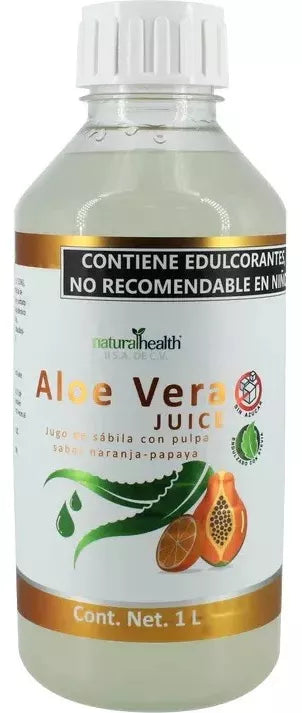 Jugo Aloe Vera Con Pulpa Sabor Naranja Papaya 1l Sin Azucar