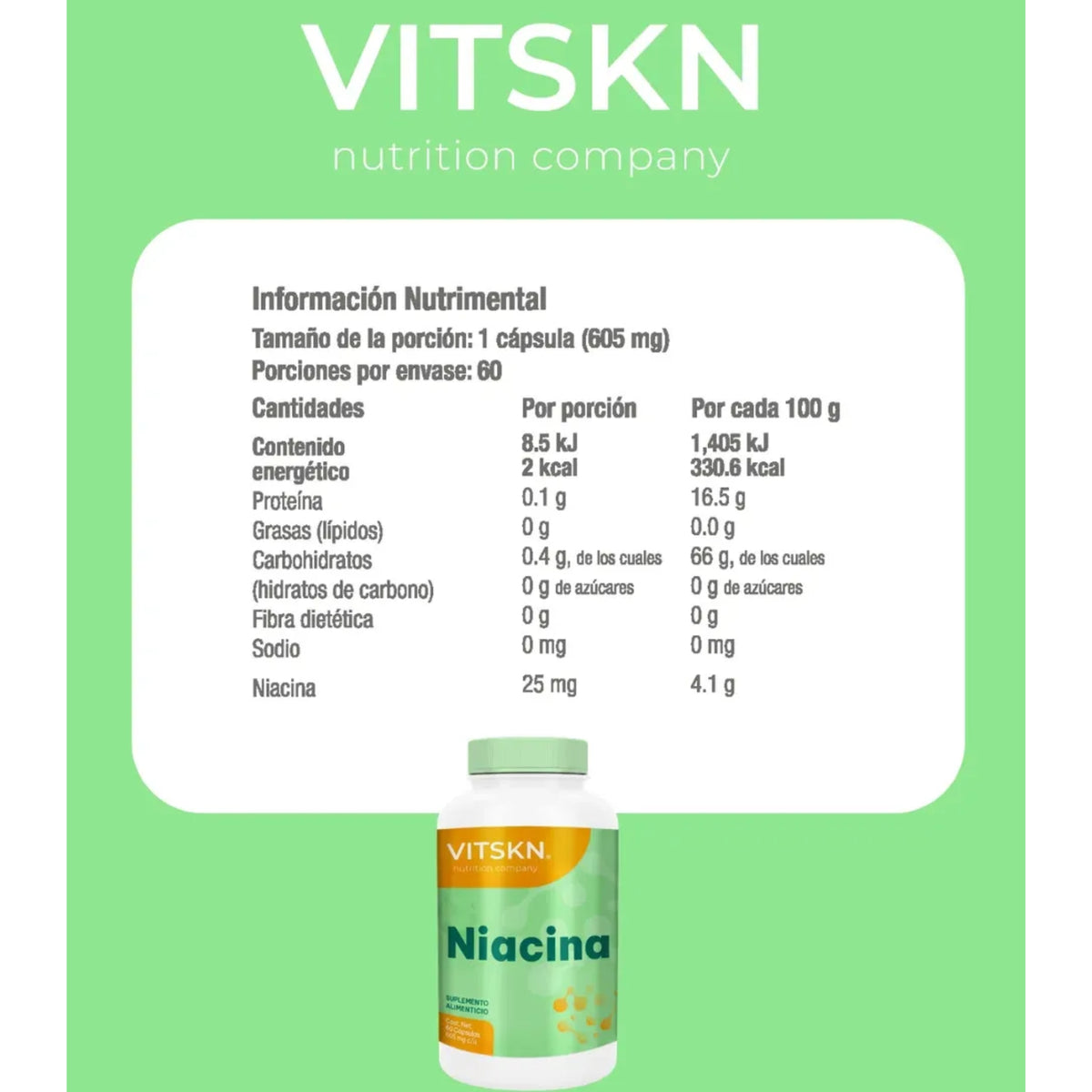 Niacina VITSKN 60 Cápsulas - imagen 4