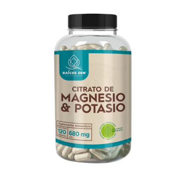 Citrato de Magnesio y Citrato de Potasio Raíces Zen Súper Premium 120 Cápsulas