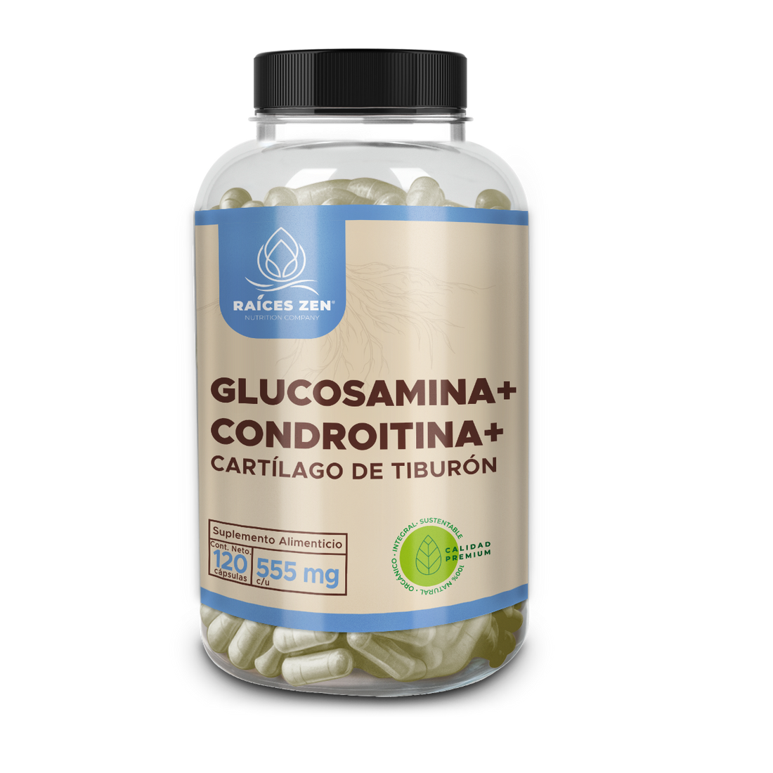 Glucosamina y Condroitina Raíces Zen Súper Premium 120 Cápsulas
