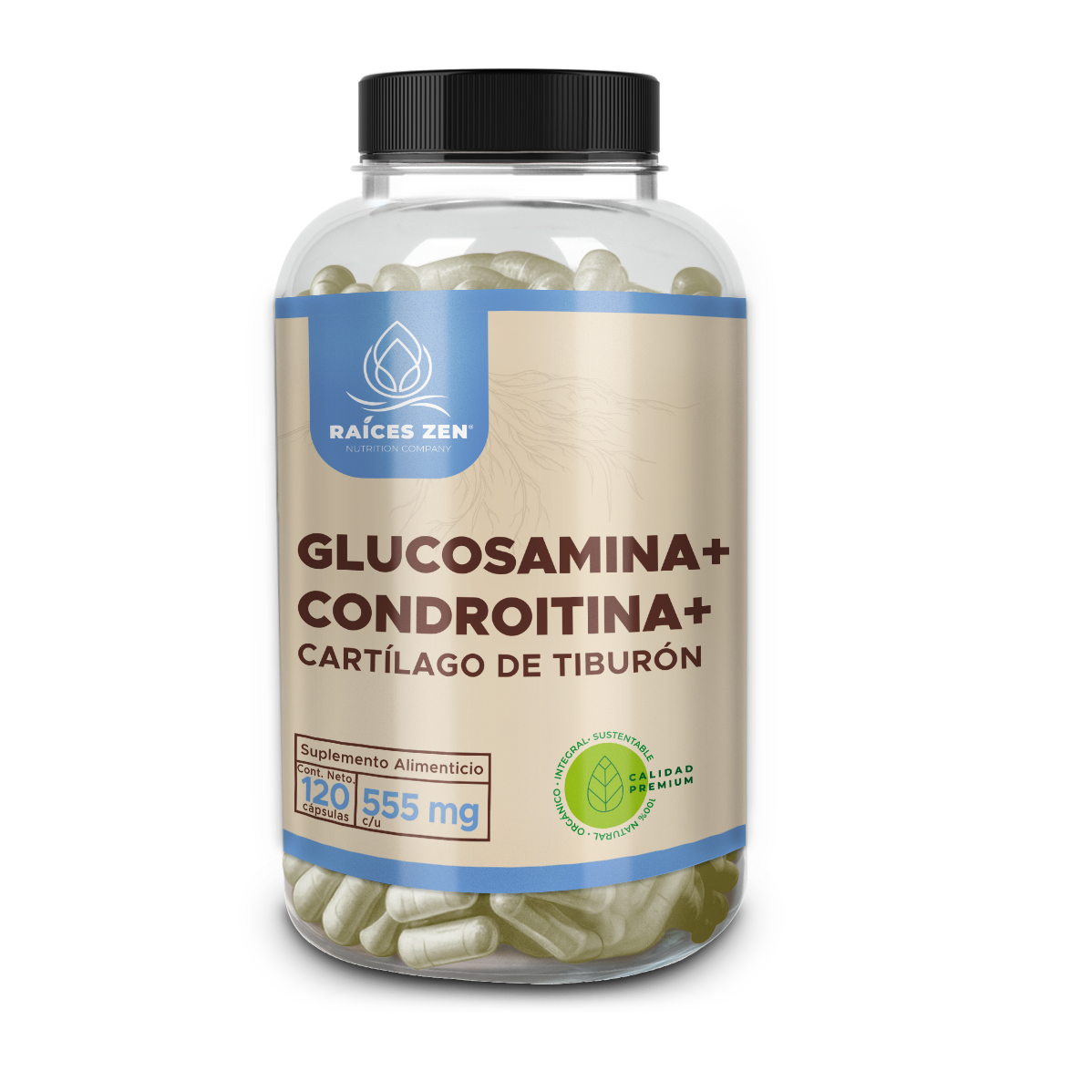 Glucosamina y Condroitina Raíces Zen Súper Premium 120 Cápsulas
