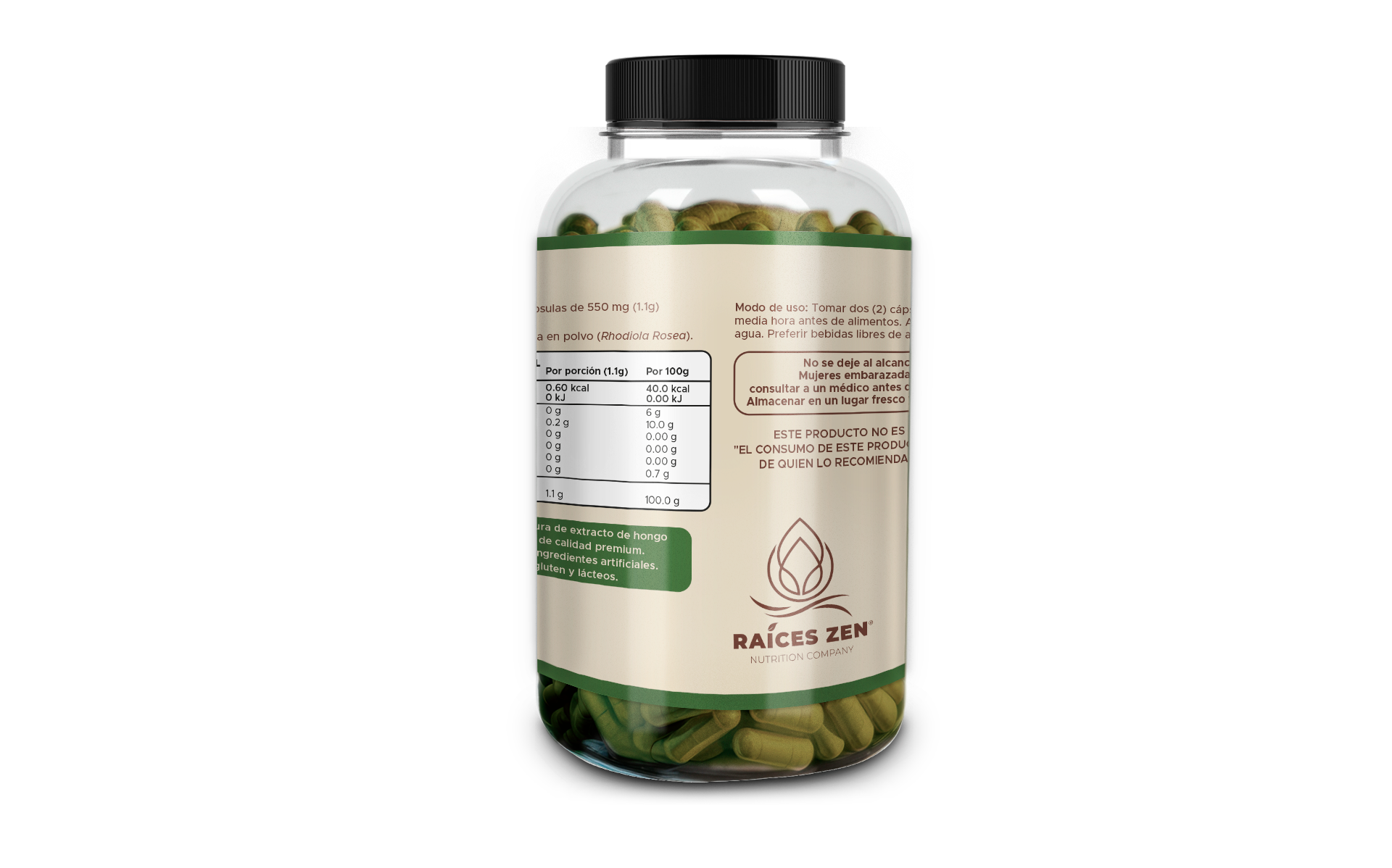 Rhodiola Rosea 150 Cápsulas Raíces Zen Calidad Premium