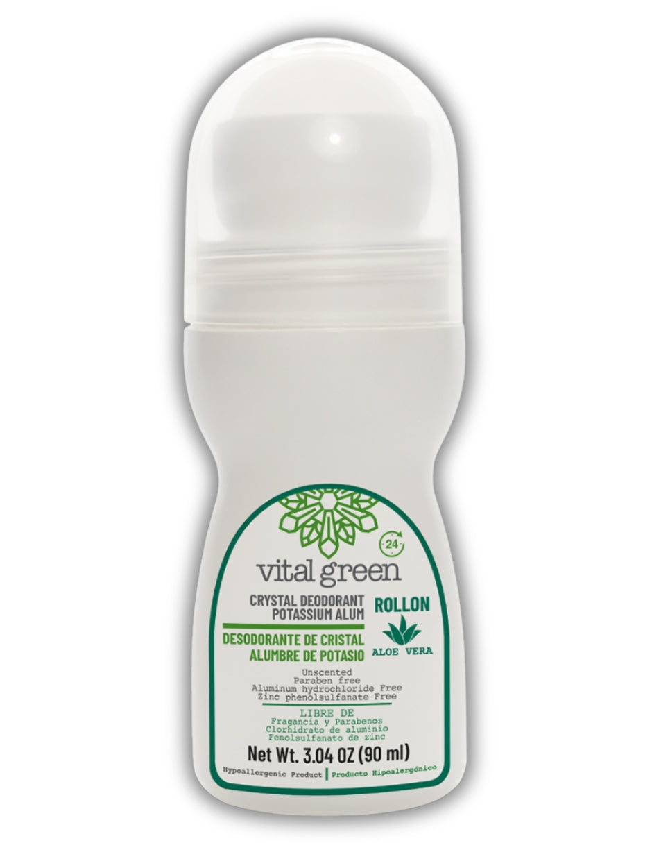 Desodorante Roll on Alumbre con Aloe Vera Vital Green 90 mL