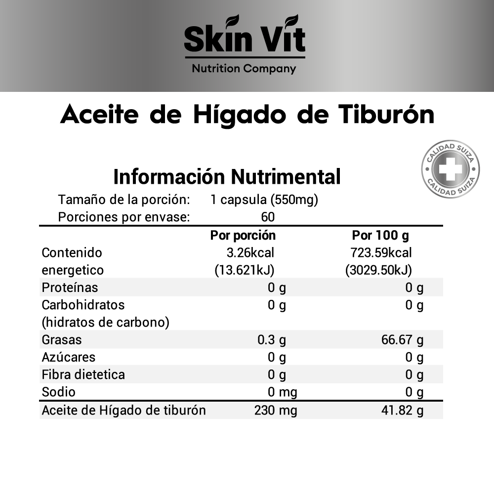 Aceite de Higado de Tiburón Skin Vit 60 Capsulas