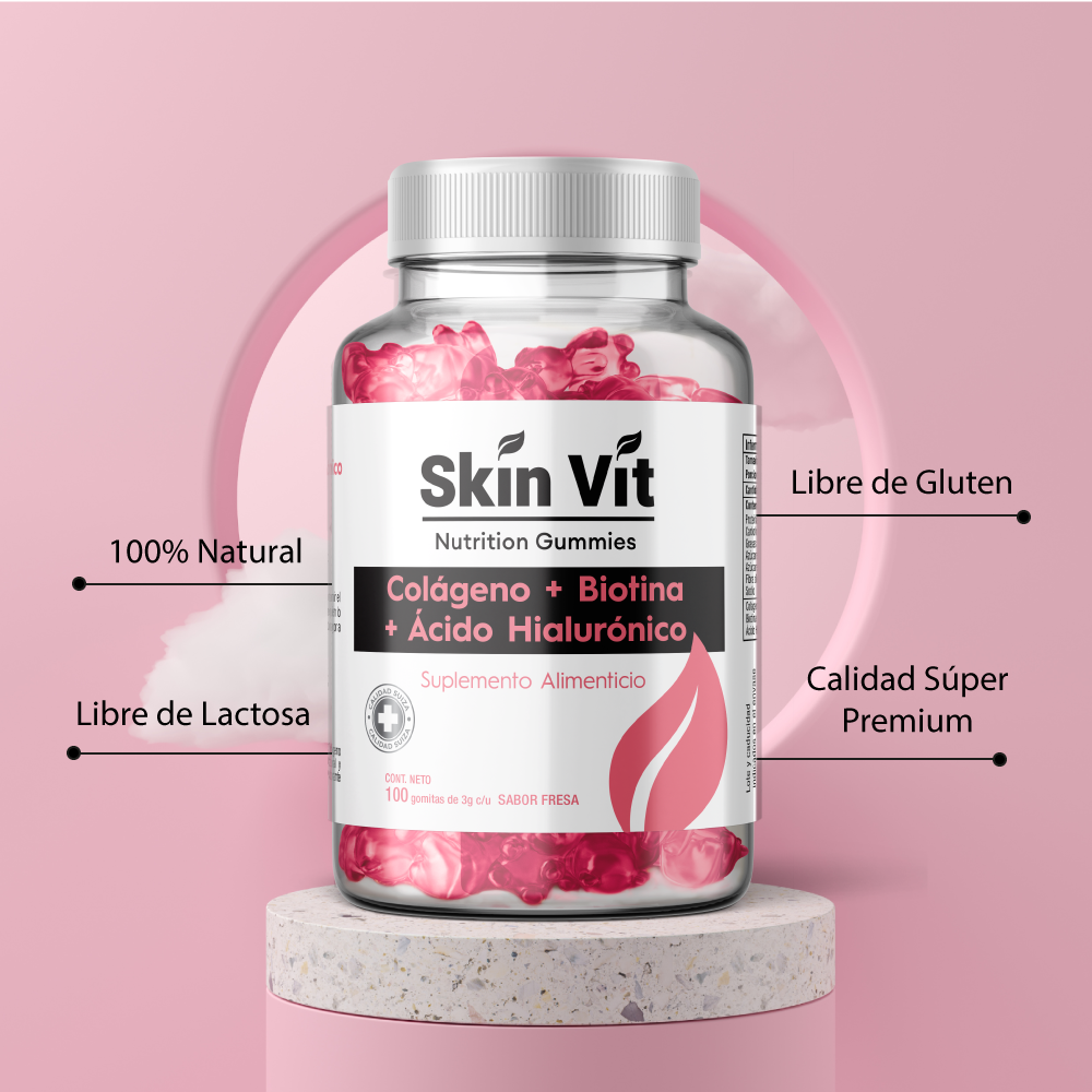Gomitas de Colágeno Biotina Ácido Hialurónico Skin Vit 100 Gomitas