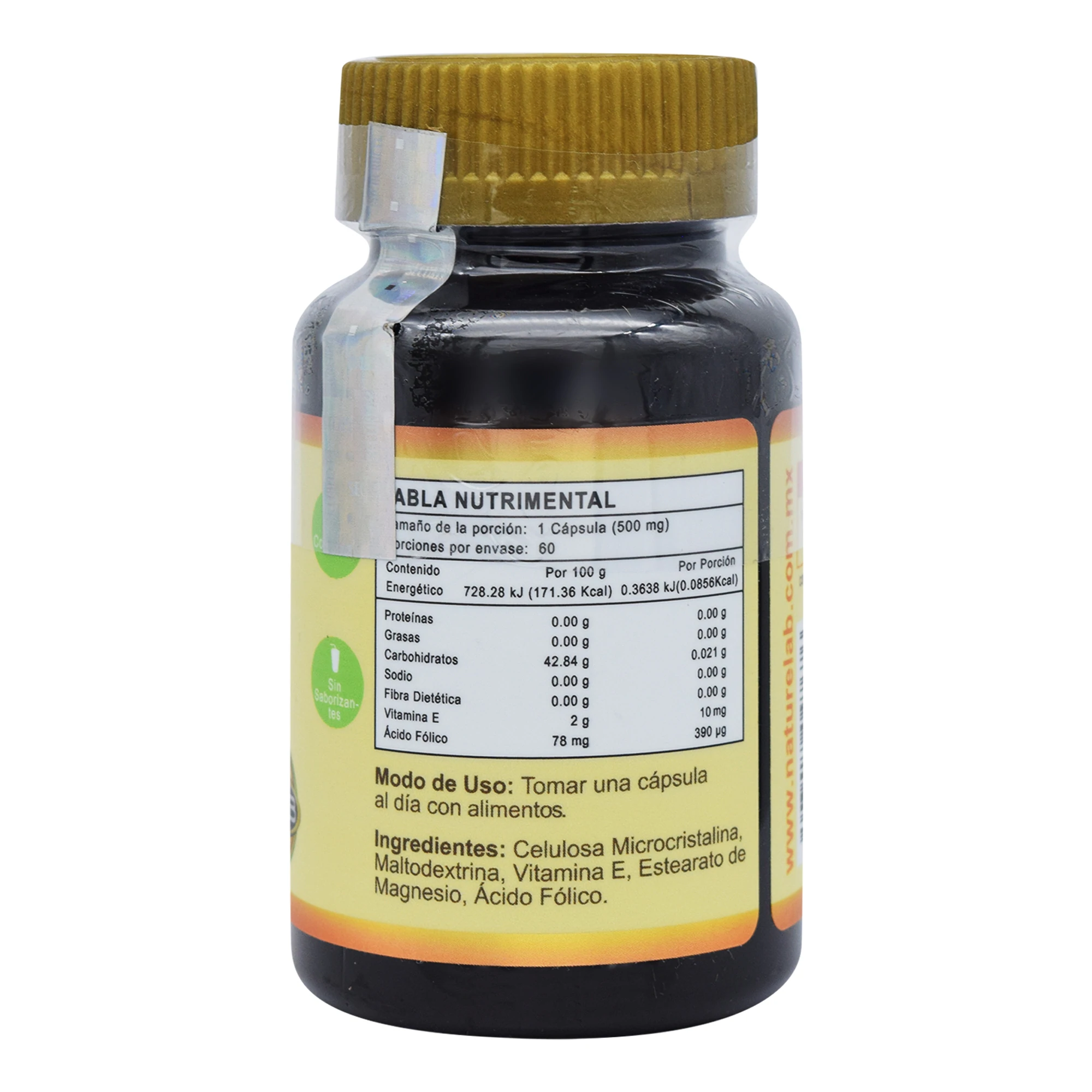 Ácido Fólico Con Vitamina E, Naturelab 60 Cápsulas De 500 Mg