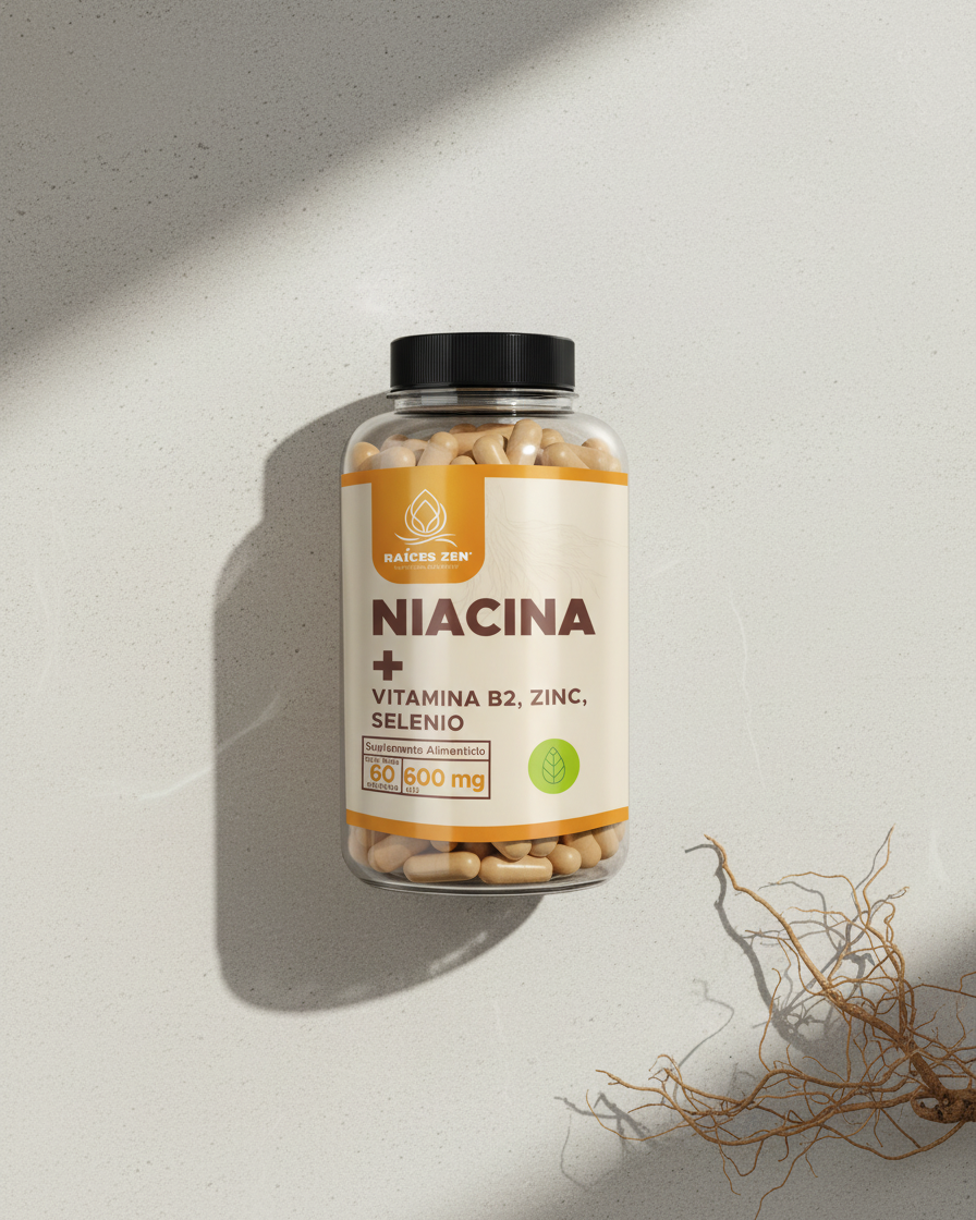 Niacina, Vitamina B2, Zinc y Selenio Raíces Zen Super Premium