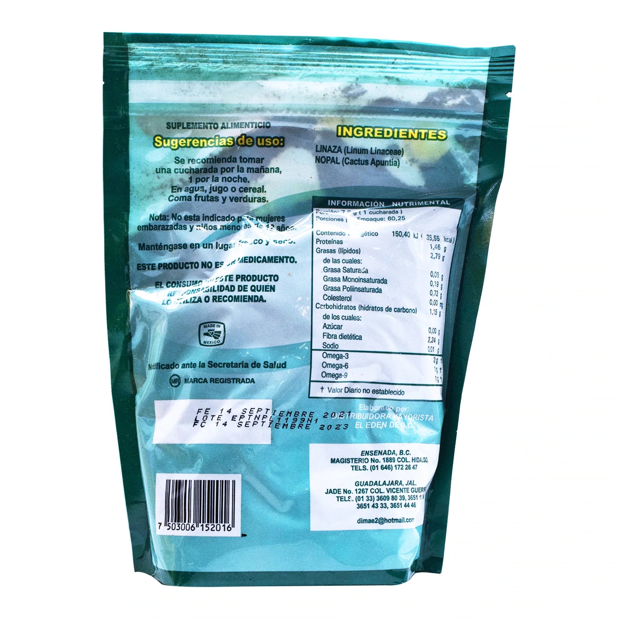 Fibra Nopalinaza (linaza Canadiense) Con Omega 3,6 Y 9 470 G
