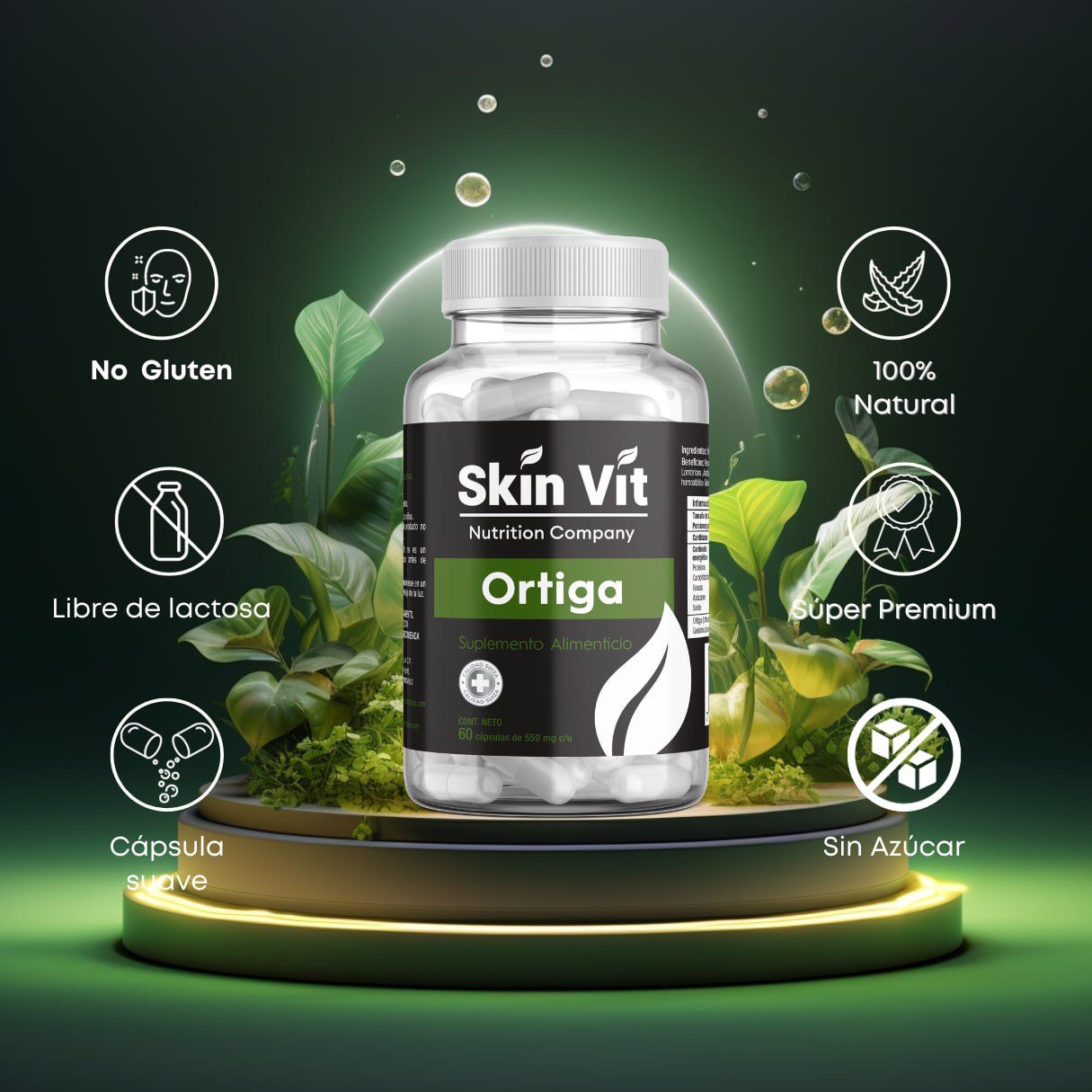 Ortiga Skin Vit Nutrition Company 60 Cápsulas de 550mg