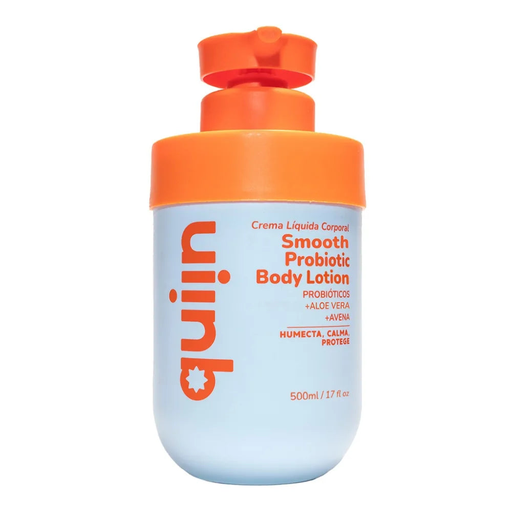 Crema corporal Quiin Smooth Probiotic Body Lotion con probióticos, aloe vera y avena, botella de 500 ml
