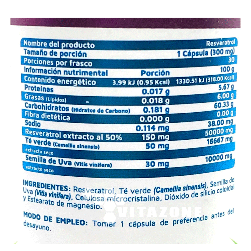Resveratrol Vidanat 30 Cápsulas