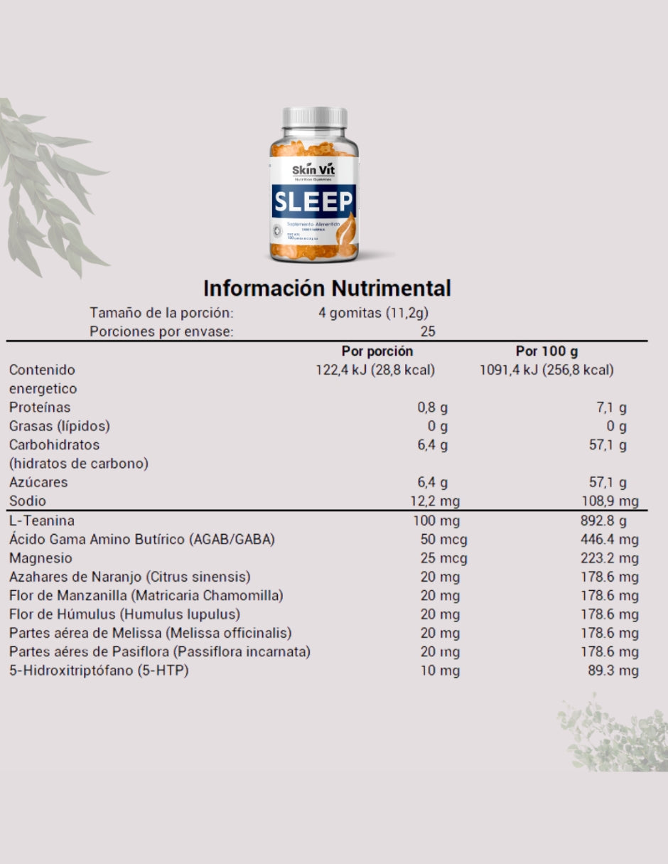 Sleep Skin Vit Company sabor Naranja 100 Gomitas 2.8 g