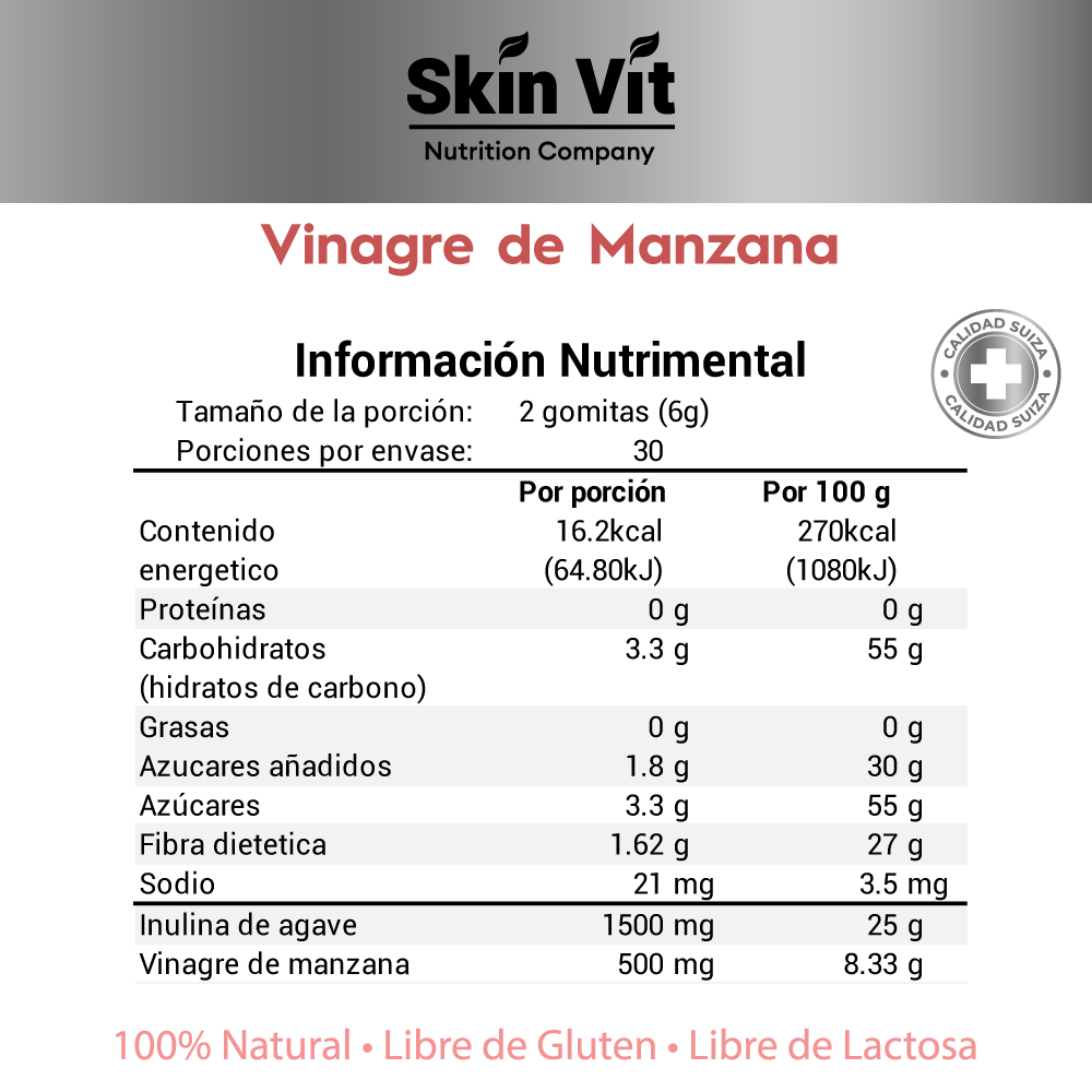 Vinagre de Manzana Skin Vit Nutrition 60 Gomitas