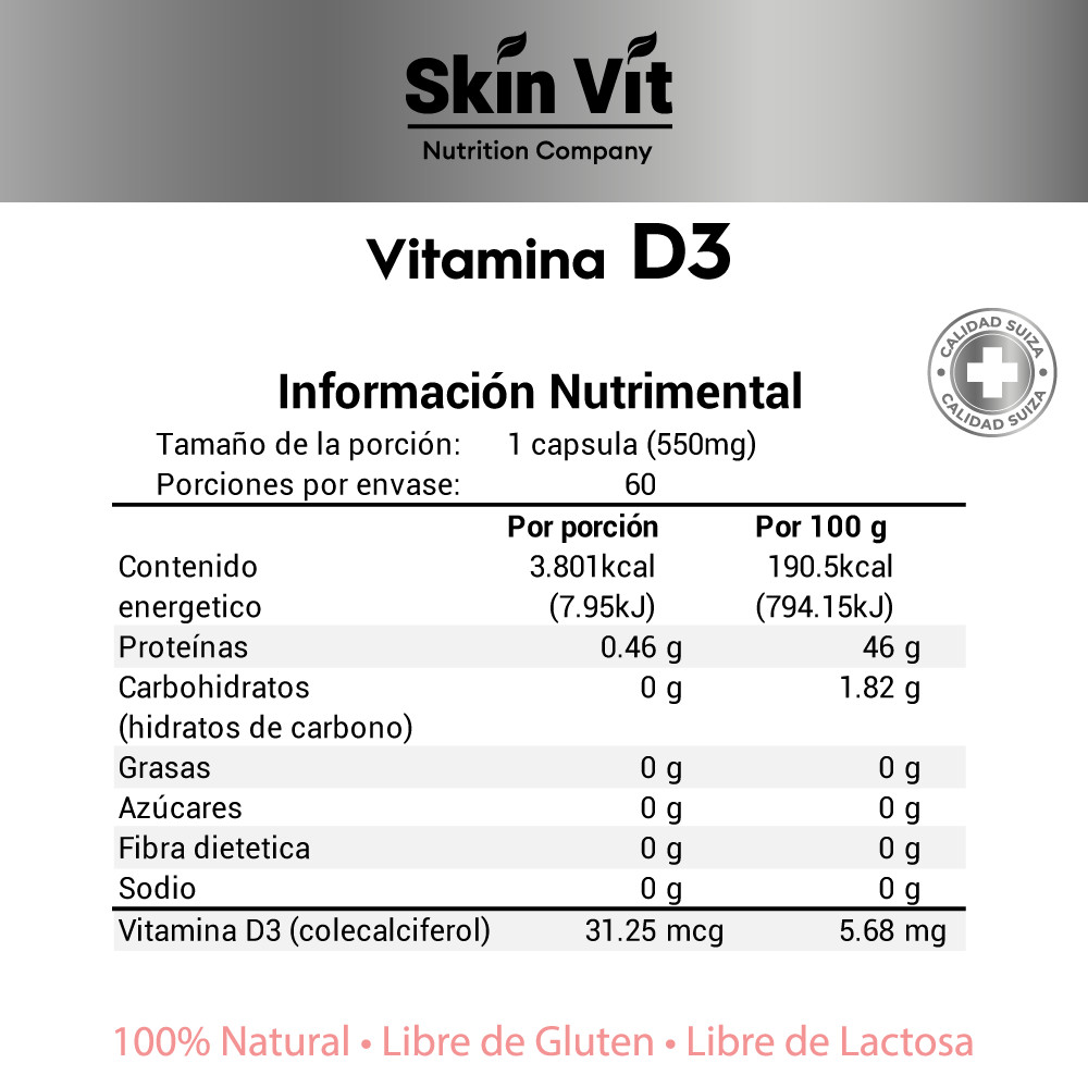 Vitamina D3 10000 ui Skin Vit 60 Cápsulas