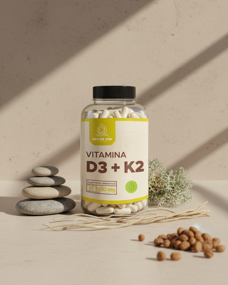Vitamina D3 y K2 Raíces Zen Súper Premium