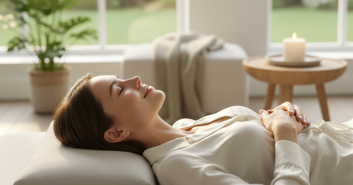 mujer relajada despues de tomar magnesio raíces zen