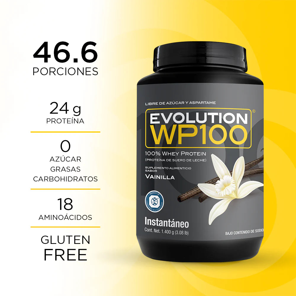 Proteína suero de leche Evolution Nutraceutical WP100 sabor Vainilla Bote de 1400g