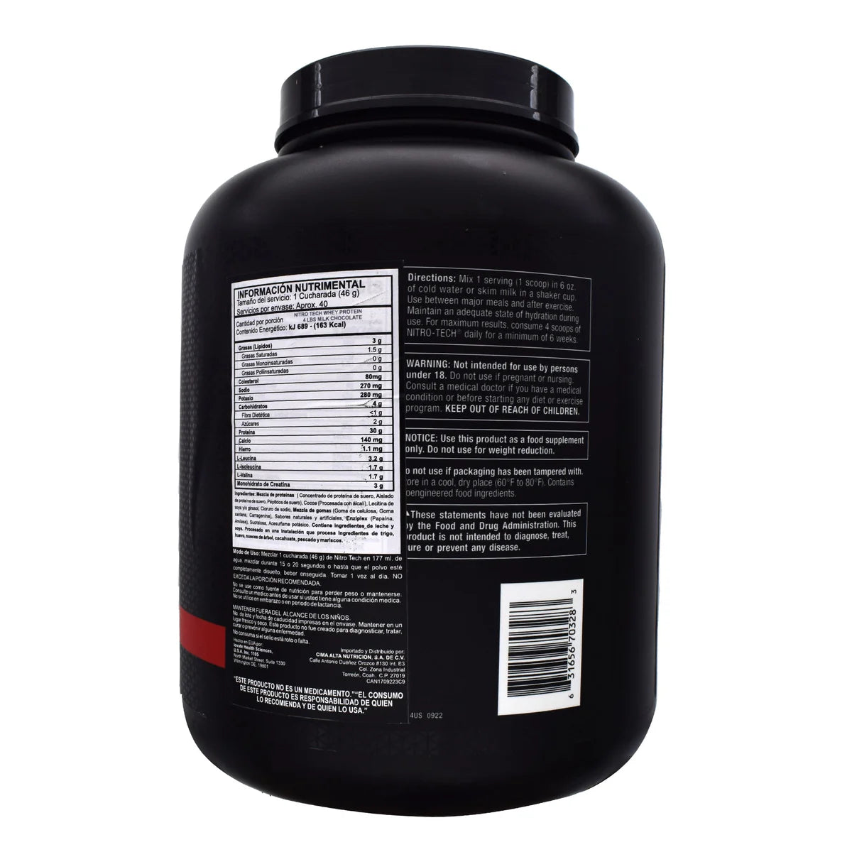 NITROTECH PERFORMANCE MUSCLETECH CHOCOLATE con leche 4 lbs