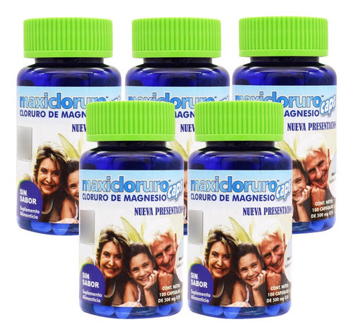 Maxiproductos Cloruro De Magnesio 100 Cápsulas 5 Piezas Sin Sabor