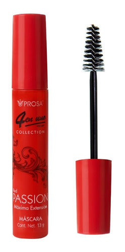 Rímel Prosa Red Passion 4 En 1 Máxima Extensión Color Negro Negro