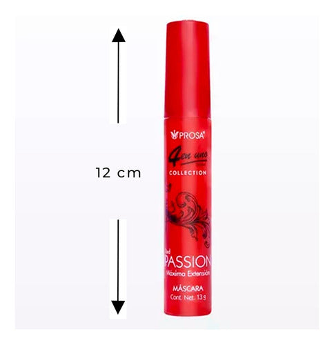 Rímel Prosa Red Passion 4 En 1 Máxima Extensión Color Negro Negro