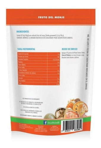 Fruto Del Monje 300 G Natural Wisdom Endulzante P/diabeticos